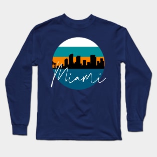 Miami Skyline Football Colors Long Sleeve T-Shirt